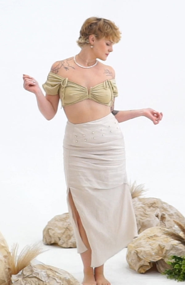 LEILA LINEN MIDI SKIRT