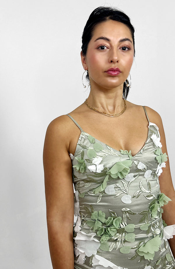 ELODIE EMBROIDERED MIDI DRESS