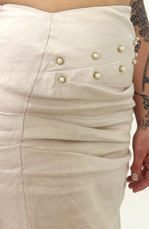 LEILA LINEN MIDI SKIRT