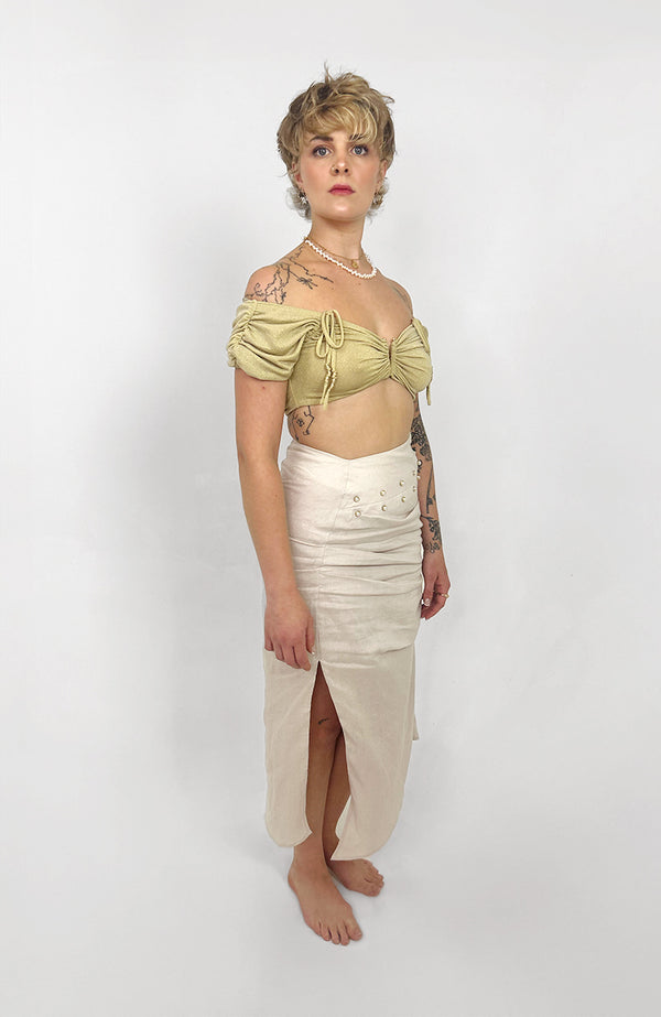 LEILA LINEN MIDI SKIRT